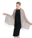 (image for) Leopard Print Pashmina Shawl White/Brown