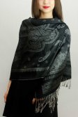 (image for) Simple Pasiley Pashmina Grey / Black