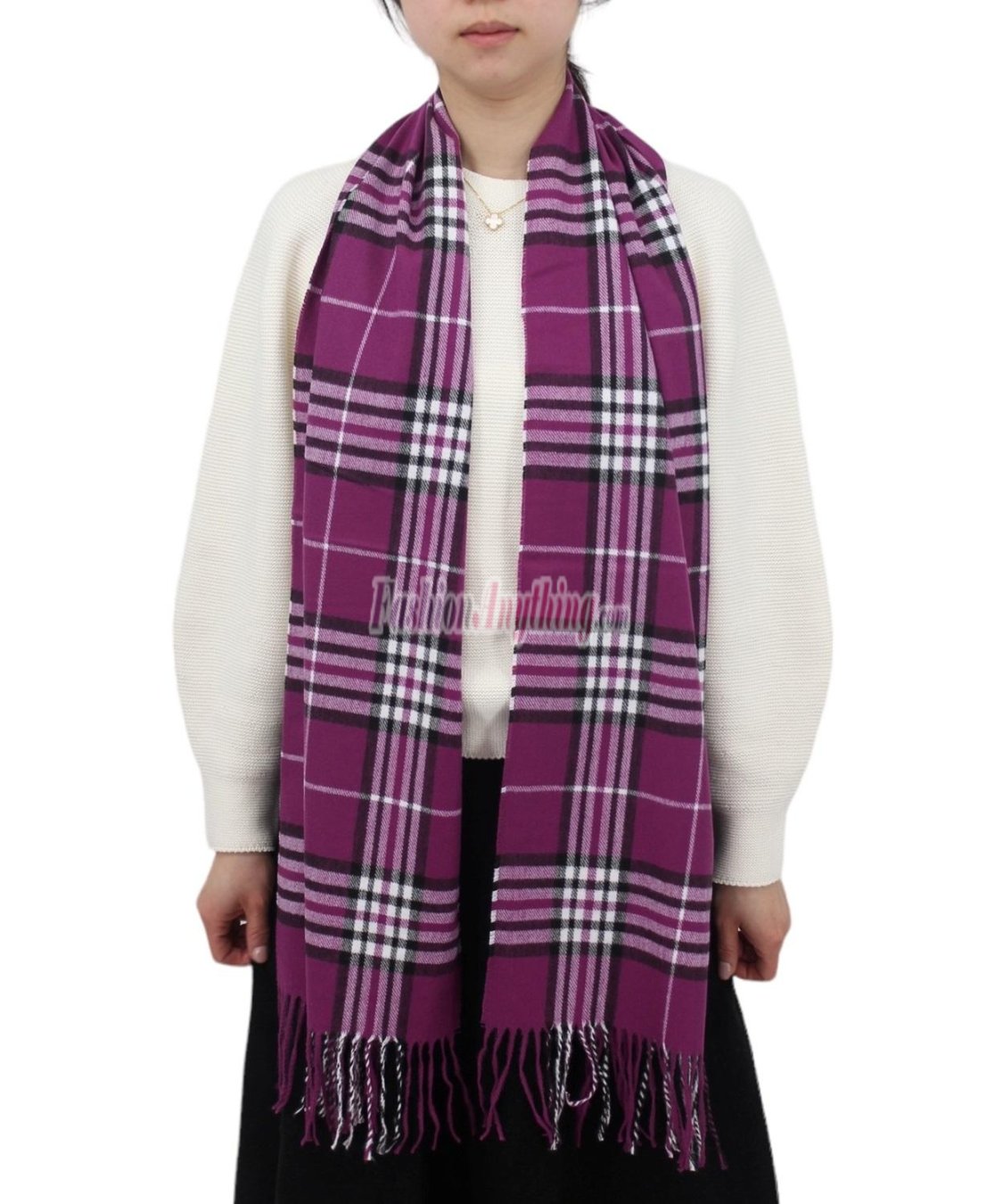 (image for) Woven Cashmere Feel Classic Scarf Purple