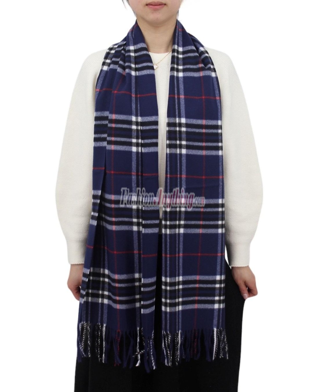 (image for) Woven Cashmere Feel Classic Scarf Navy