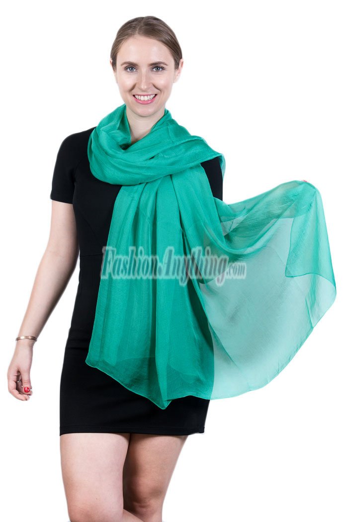 (image for) Light Solid Chiffon Shawl Jungle Green