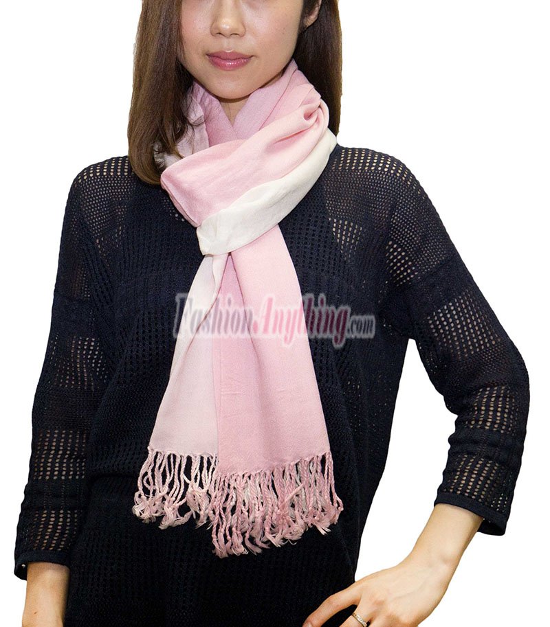 (image for) Ombre Solid Print Scarf Pink/White