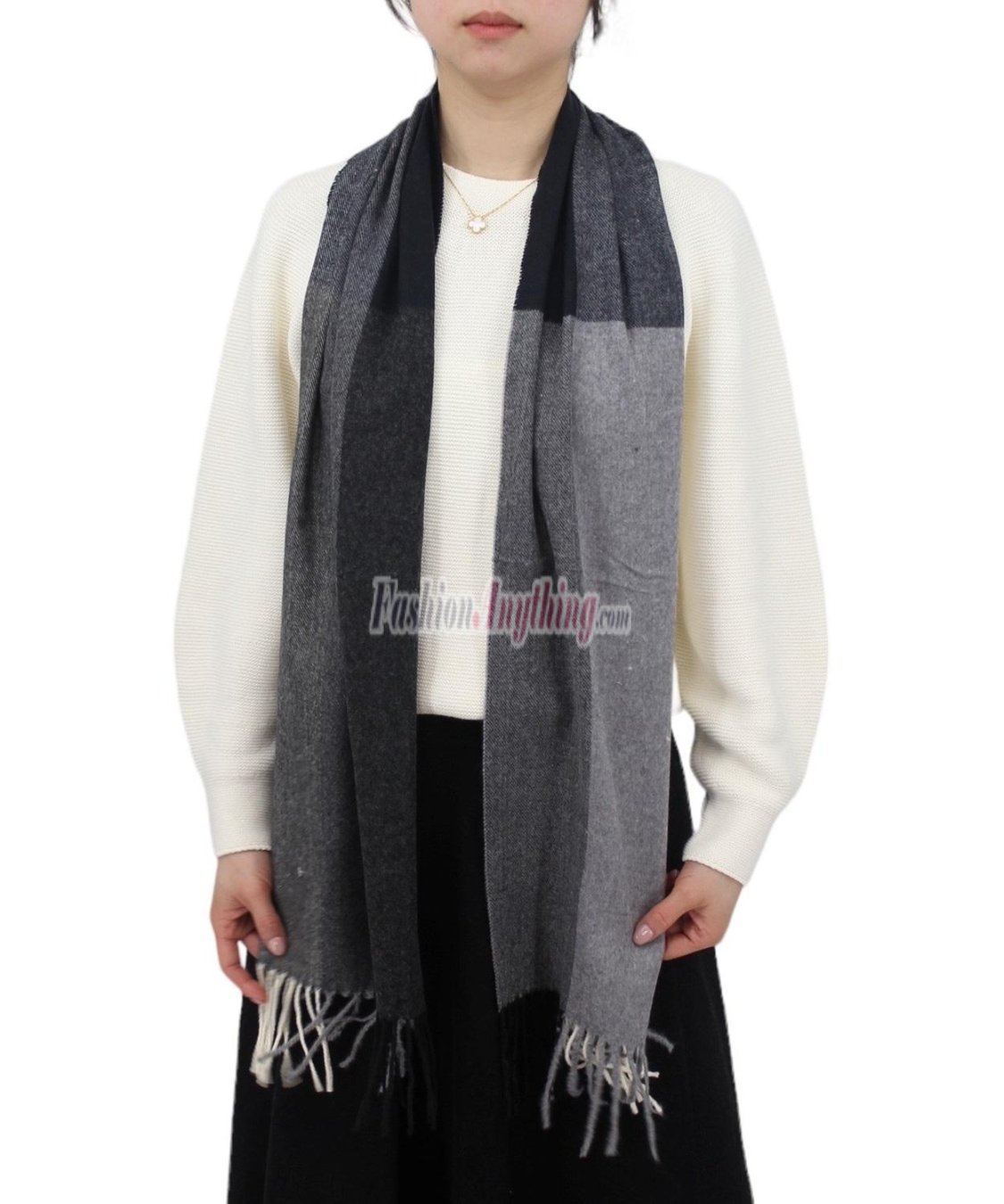 (image for) Cashmere Feel Plaid Scarf Grey