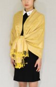(image for) Floral Paisley Border Pashmina Yellow/Beige