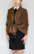 (image for) Floral Paisley Border Pashmina Bronze