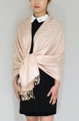 (image for) Floral Paisley Border Pashmina Light Pink/Beige