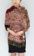 (image for) Gorgeous Paisley Pashmina Burgundy