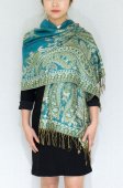 (image for) Gorgeous Paisley Pashmina Turquoise/Green