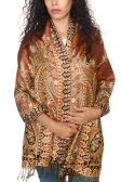 (image for) Gorgeous Paisley Pashmina Rust Gold Dozen (12 Pcs)