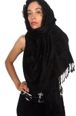 (image for) Rose Border Pashmina Black