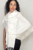 (image for) Rose Border Pashmina White