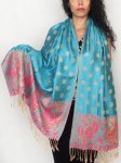 (image for) Dots Paisley Pashmina Turquoise