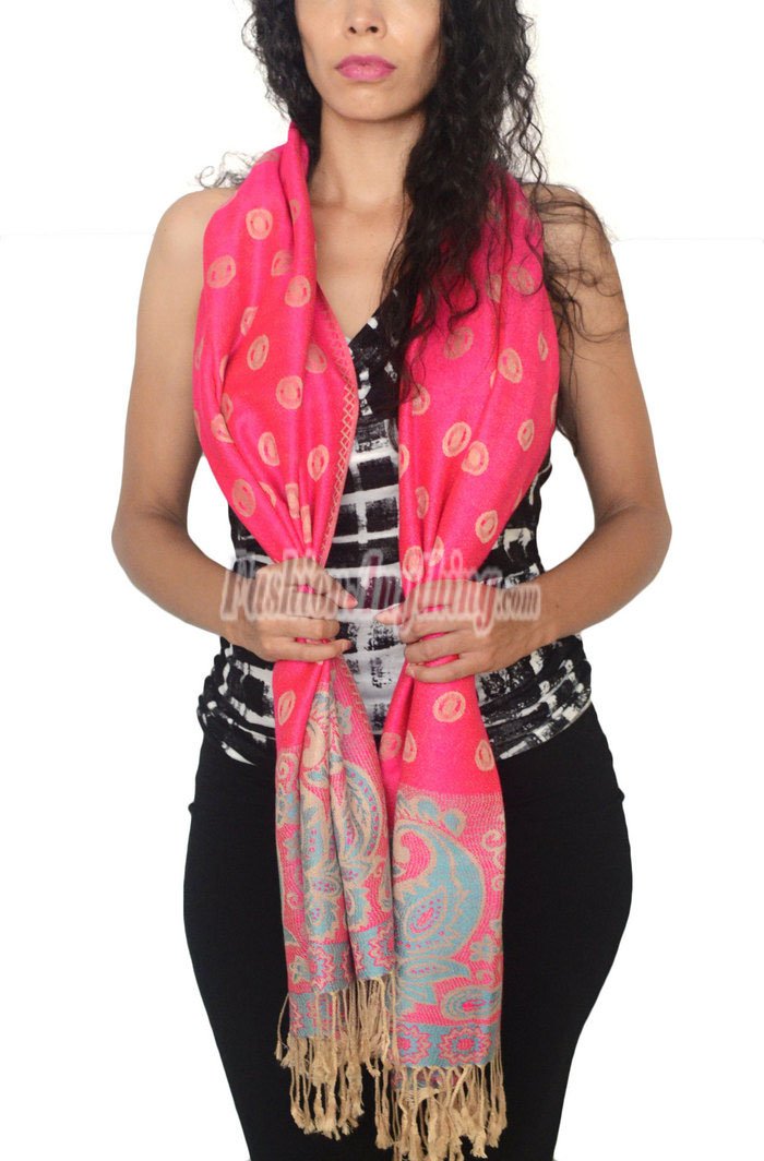 (image for) Dots Paisley Pashmina Hot Pink