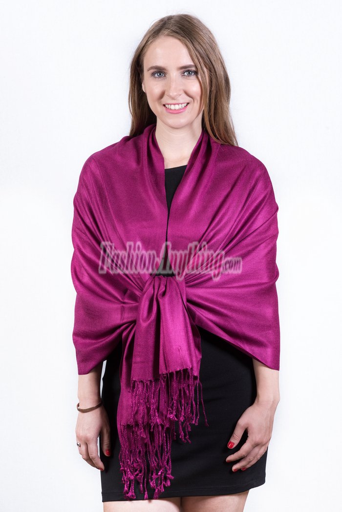 (image for) Silky Soft Solid Pashmina Scarf Plum Berry