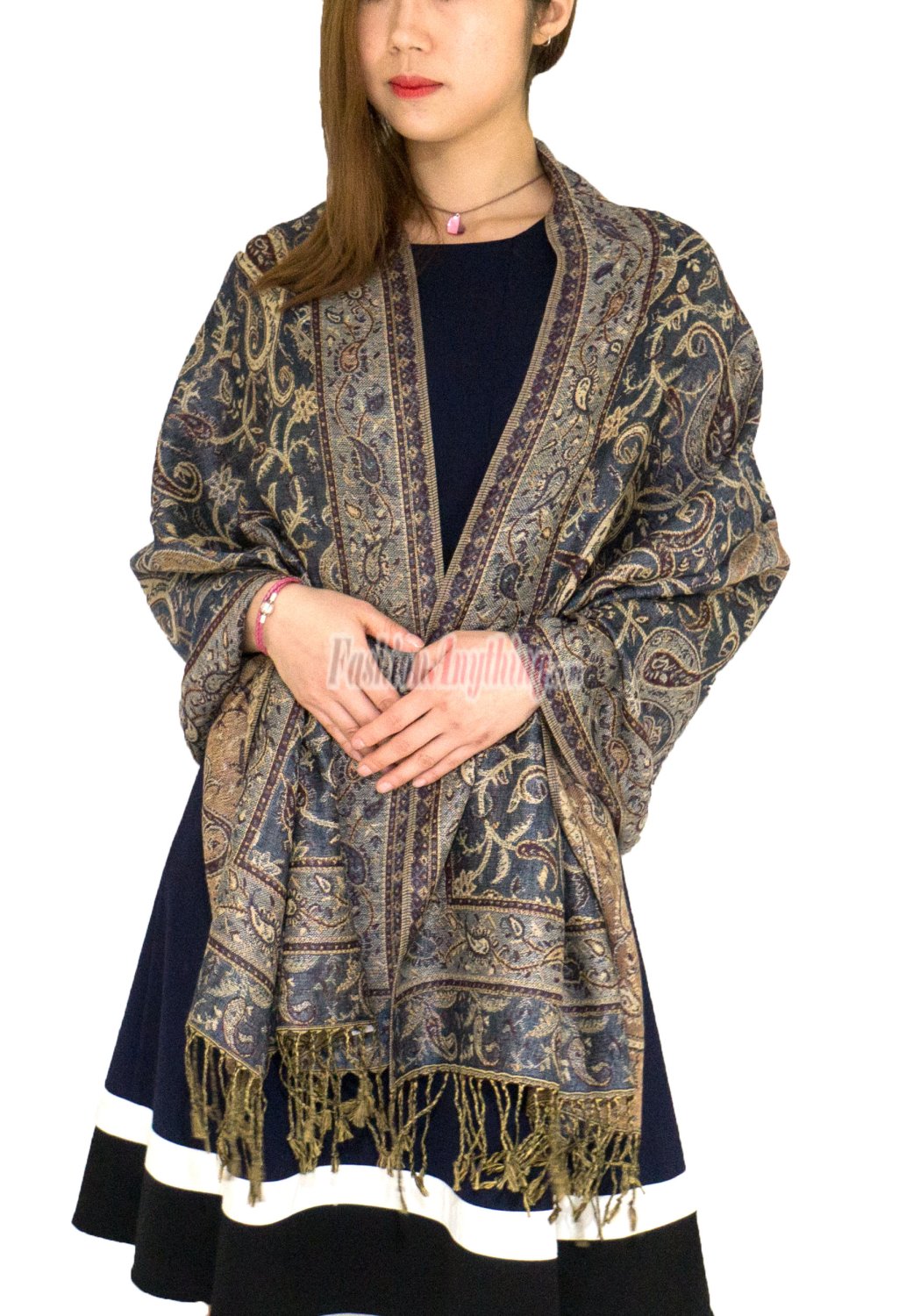 (image for) Classic Paisley Pashmina Scarf Teal