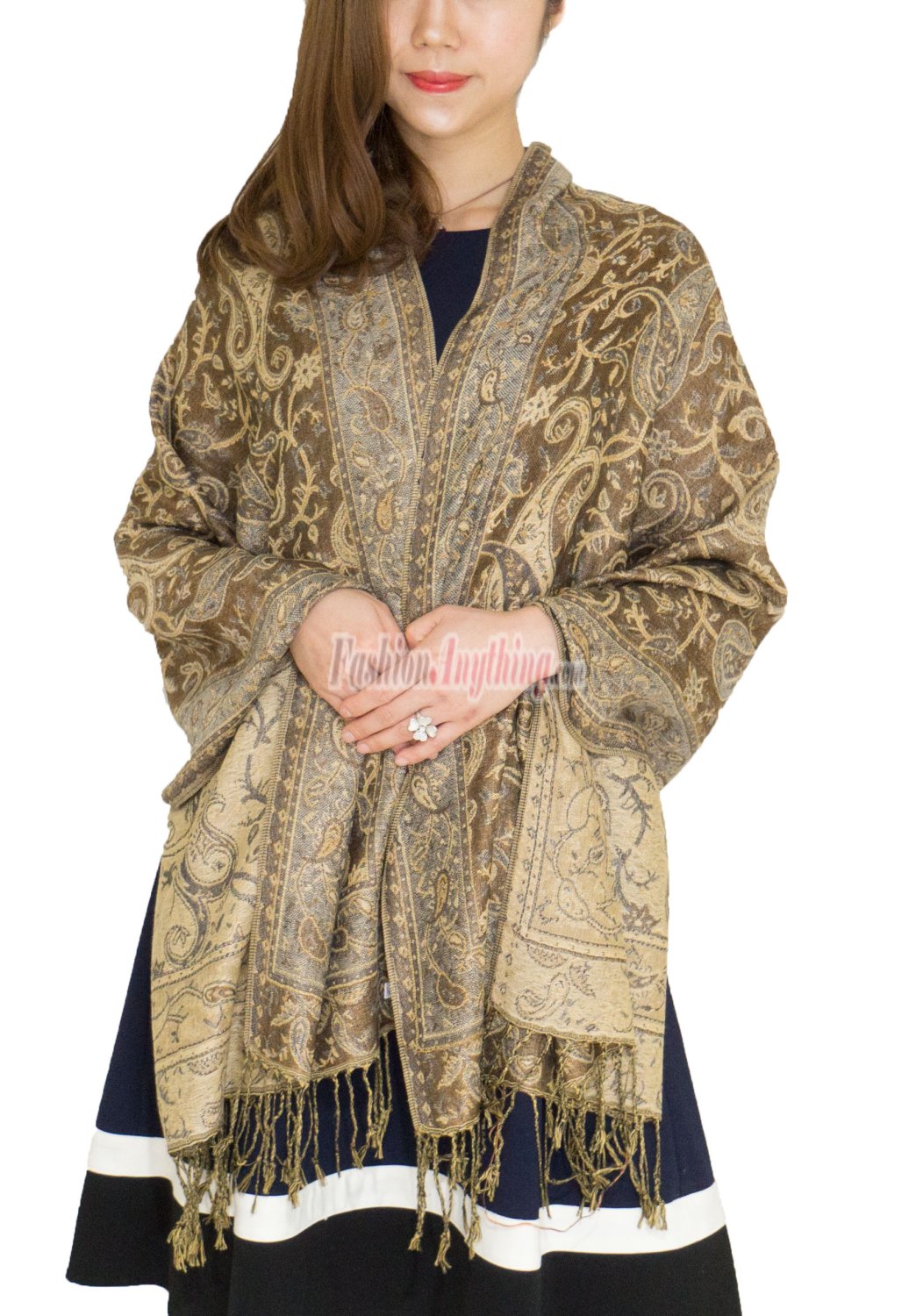 (image for) Classic Paisley Pashmina Scarf Brown