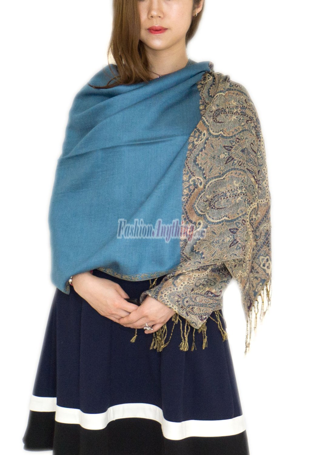 (image for) Luxury 2ply Pasiley Pashmina Teal Blue