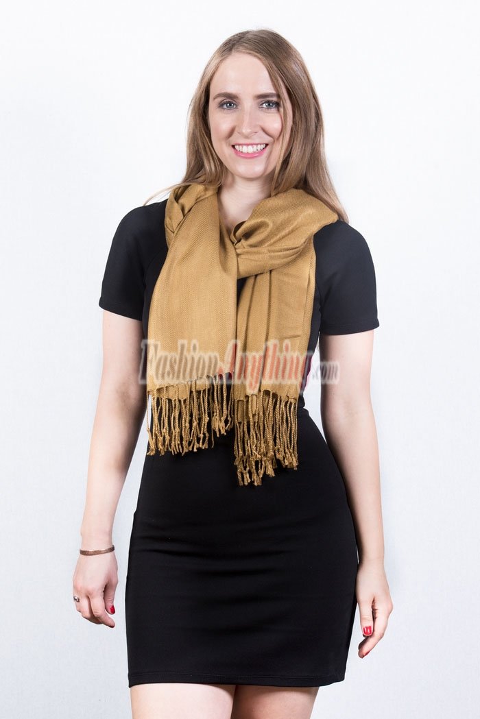Silky Soft Solid Pashmina Scarf Golden Brown