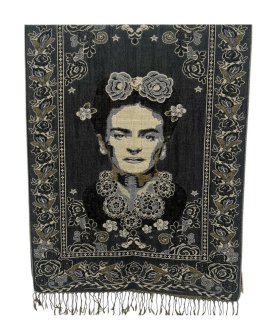 Divine Frida Kahlo Pashmina Charcoal
