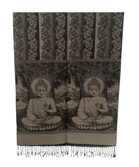 Buddha Meditation Prayer Pashmina Grey