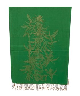 Marijuana leaves Pattern Pashmina Green