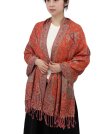 (image for) Jacquard Paisley Pashmina Orange Red