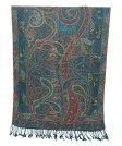 (image for) Reversible Paisley Pashmina Turquoise/Wine Multi