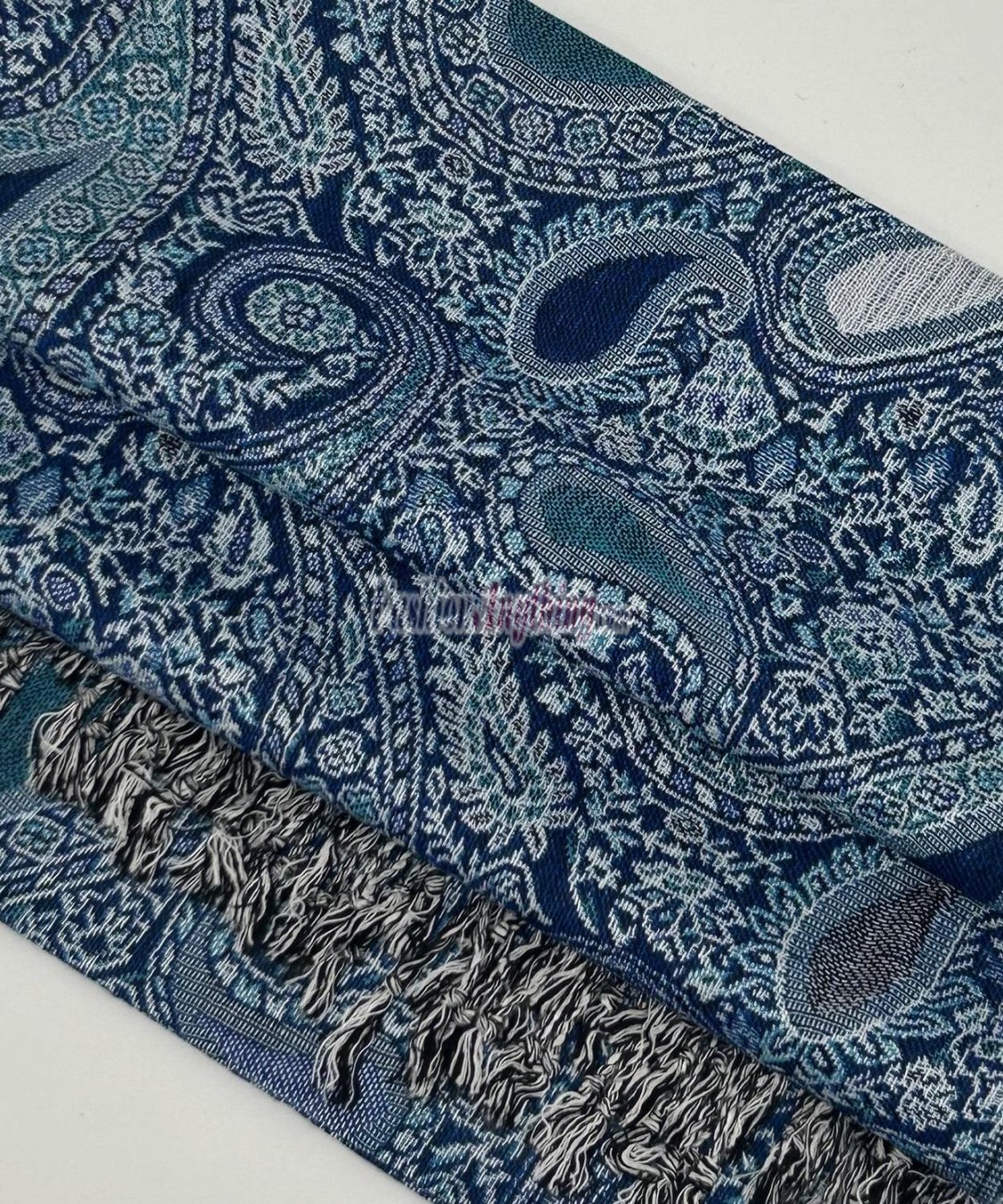 (image for) Multi Colored Paisley Pashmina L-Blue Multi