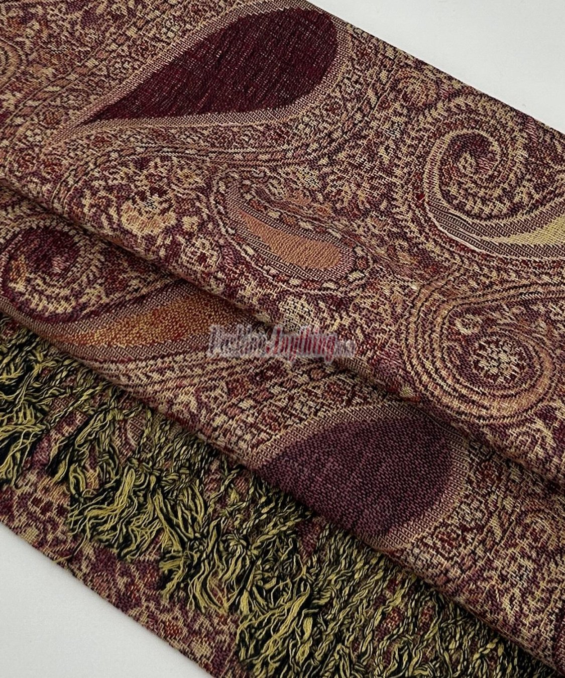 (image for) Classic Thicker Paisley Shawl Maroon Multi