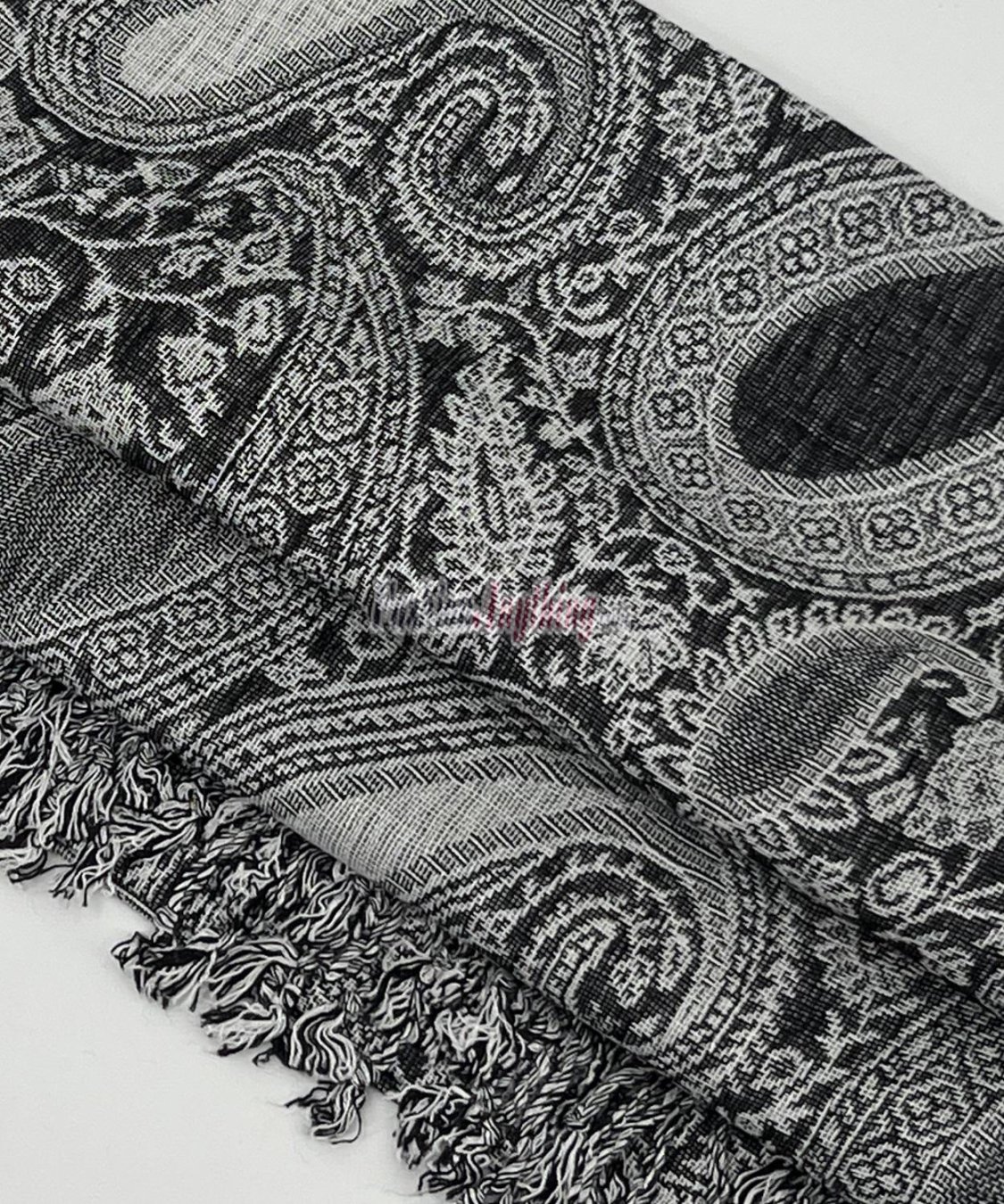 (image for) Multi Colored Paisley Pashmina Black/White