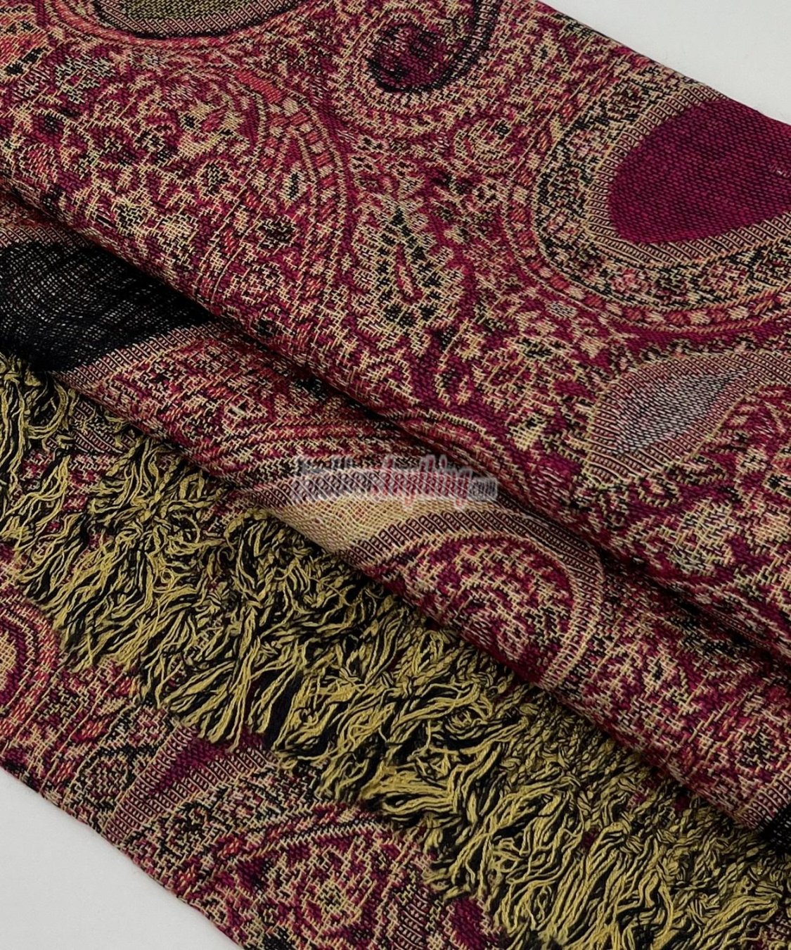 (image for) Classic Thicker Paisley Shawl Pink/Gold Multi