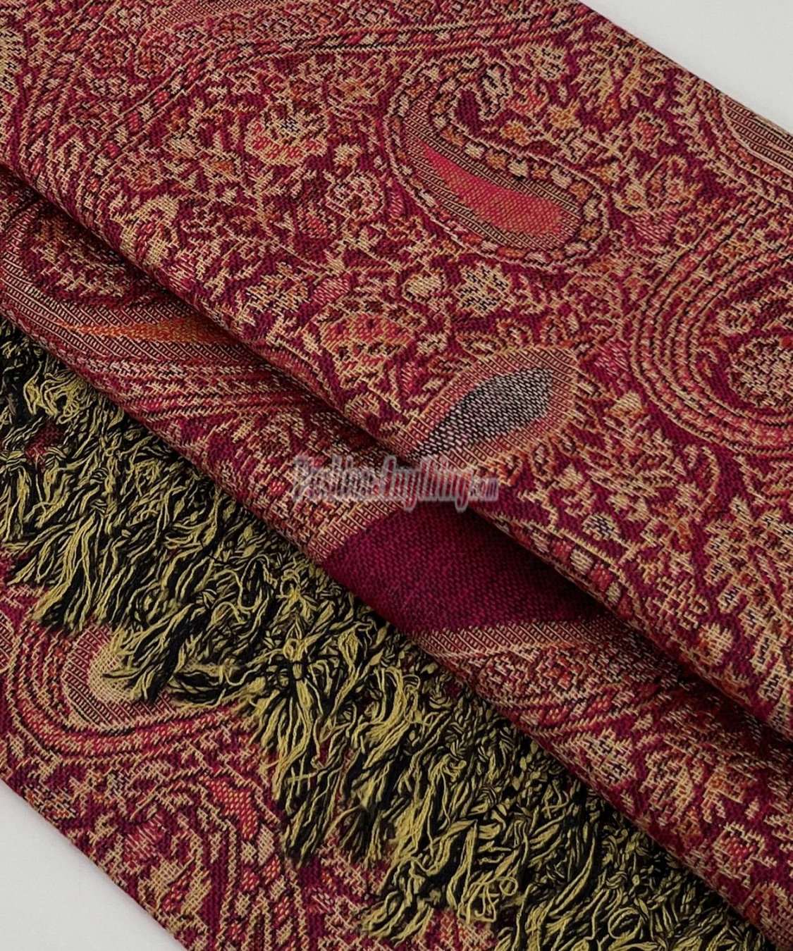(image for) Classic Thicker Paisley Shawl Dark Red Multi