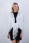 (image for) White Solid Pashmina Label Scarf