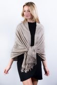 (image for) Beige Grey Solid Pashmina Label Scarf