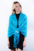 (image for) Deep sky blue Solid Pashmina Label Scarf