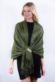 (image for) Moss Green Solid Pashmina Label Scarf