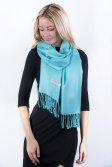 (image for) Aqua Blue Solid Pashmina Label Scarf
