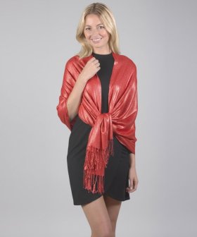 Sparkly Metallic Shawls Wraps Red