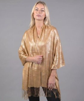 Sparkly Metallic Shawls Wraps Gold
