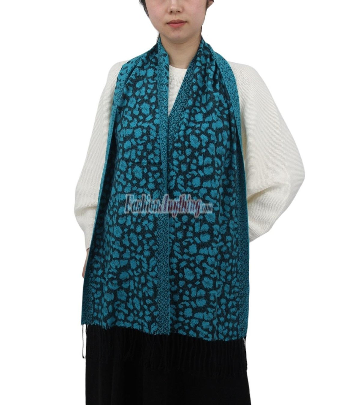 (image for) Cashmere Feel Leopard Scarf Blue