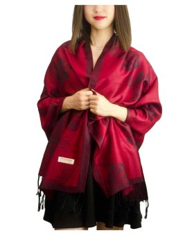 Rose & Leaf Pashmina Jujuba Red