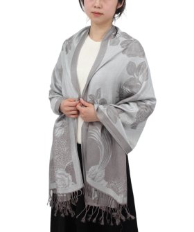 Rose & Leaf Pashmina Silver
