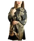 (image for) Rose & Leaf Pashmina Tan / Black