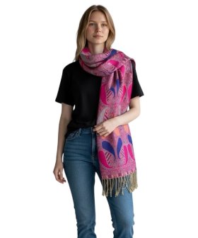 Two Tone Paisley Scarf Fuchsia / Royal Blue