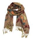 (image for) Two Tone Paisley Scarf Teal Orange