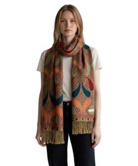 Two Tone Paisley Scarf Teal Orange