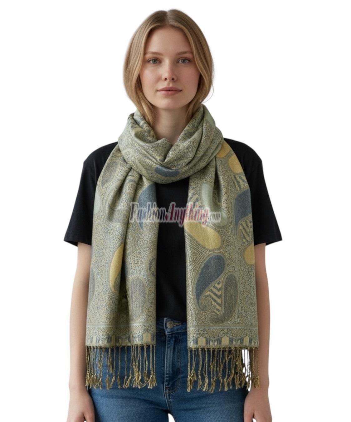(image for) Two Tone Paisley Scarf Light Turquoise