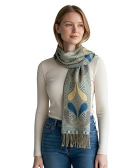 Two Tone Paisley Scarf Turquoise