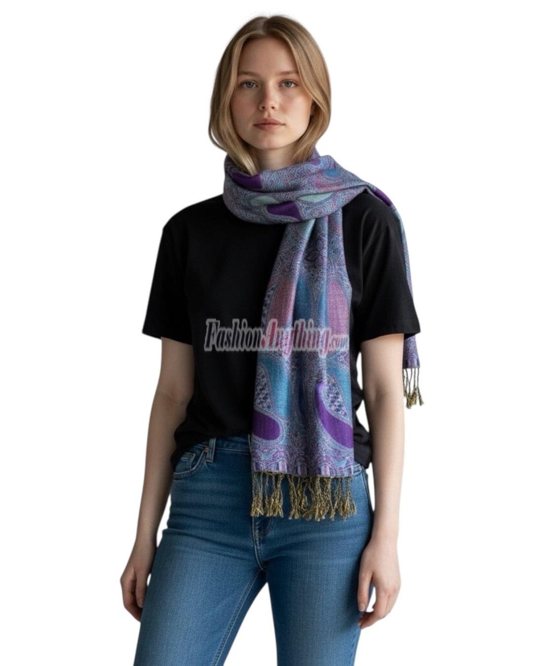 (image for) Two Tone Paisley Scarf Purple / Blue
