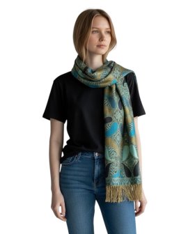 Two Tone Paisley Scarf Black/ Blue